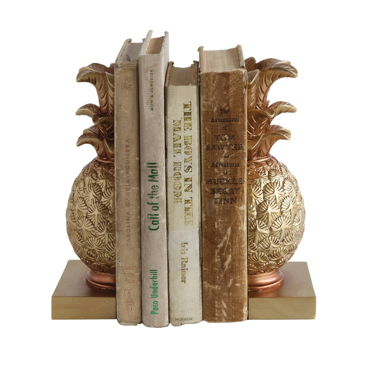 Hello Honey® 9" Pineapple Shaped Gold Bookend Set